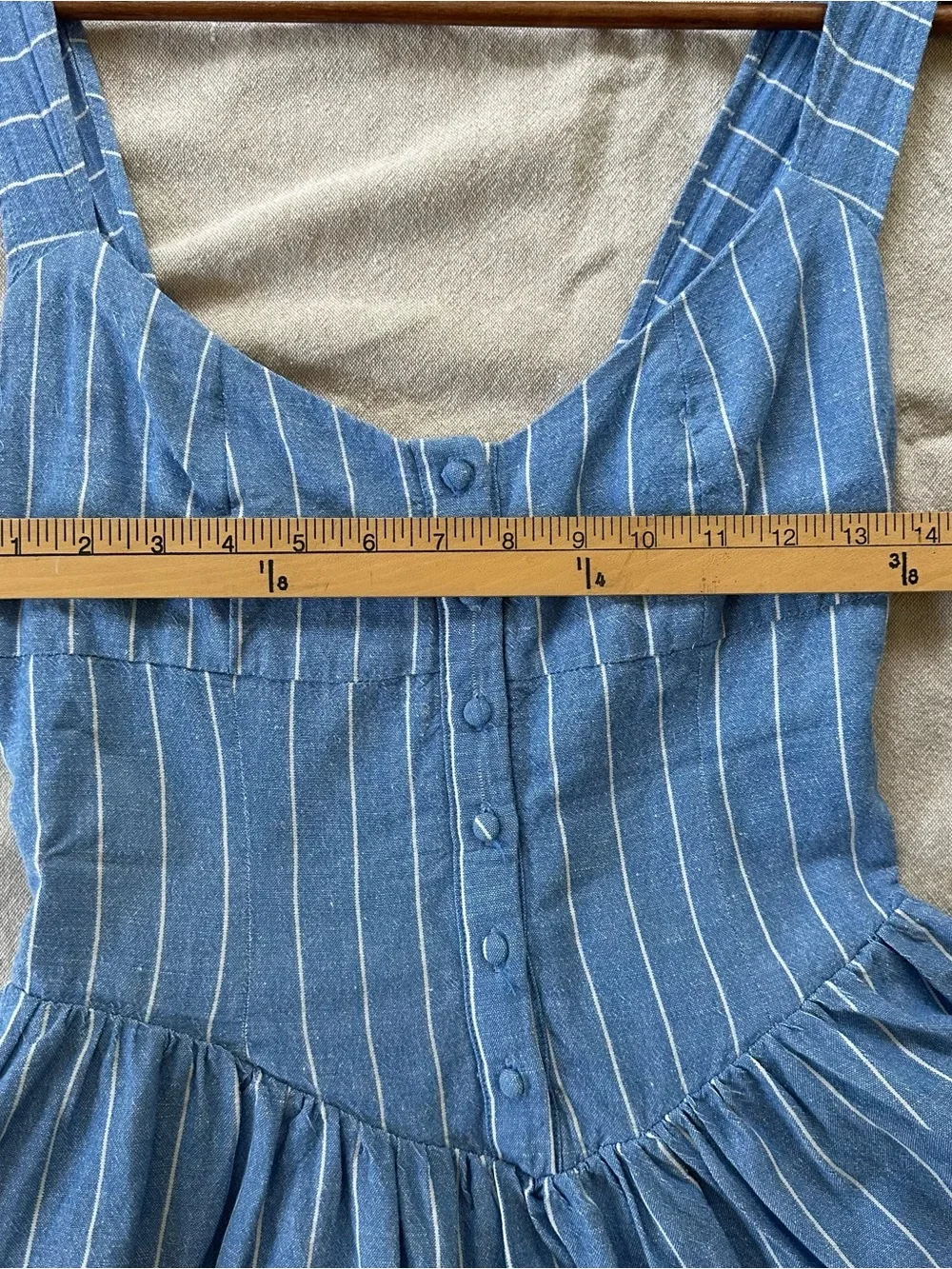 Stradivarius Corset Striped Mini Linen Cotton Blend Coastal Dress - Picture 7 of 13